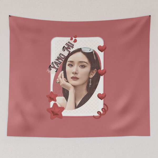 Item preview, Retrato de Yang Mi (杨幂), actriz china, arte, ilustración de celebridades chinas, retrato, ilustración, diseño de collage estético rojo designed and sold by AJUNICE STUDIO.