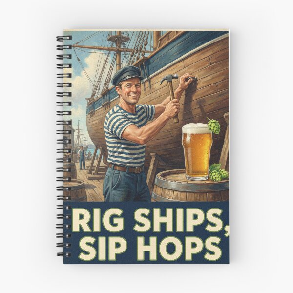 Item preview, Rig Ships Sip Hops Vintage Nautical IPA Beer Poster Bar Art designed and sold by Cozy-Old-Pub.
