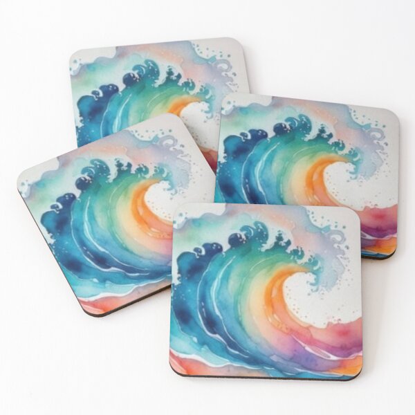 Item preview, Crashing Surf in Rainbow Watercolor & Ink designed and sold by Lil Sparrow's Shop.