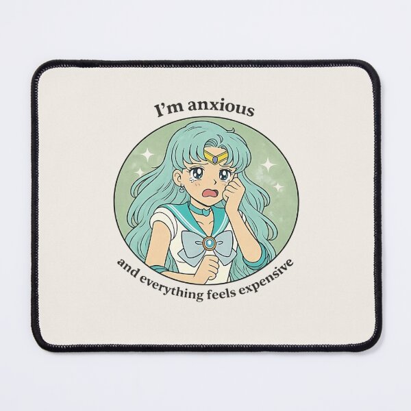Item preview, I’m Anxious and Everything Feels Expensive – Retro Anime Pastel Mental Health Meme Sailor Moon designed and sold by AS94 Creative Designs.