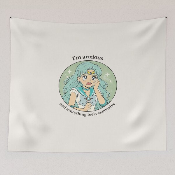 Item preview, I’m Anxious and Everything Feels Expensive – Retro Anime Pastel Mental Health Meme Sailor Moon designed and sold by AS94 Creative Designs.
