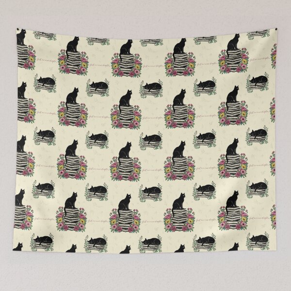Item preview, Just One More Chapter – Cats on Books Floral Seamless Pattern designed and sold by WildLakePatterns.