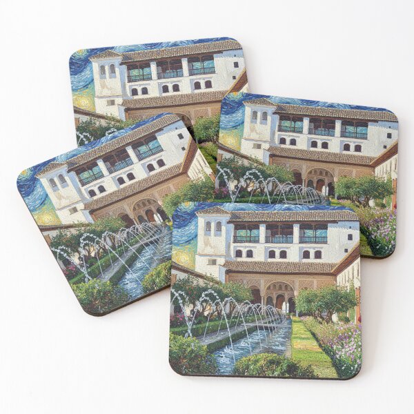 Item preview, Courtyard of the Generalife Canal next to the Alhambra in the style of Van Gogh, in Granada designed and sold by KukiLdeGuevara.