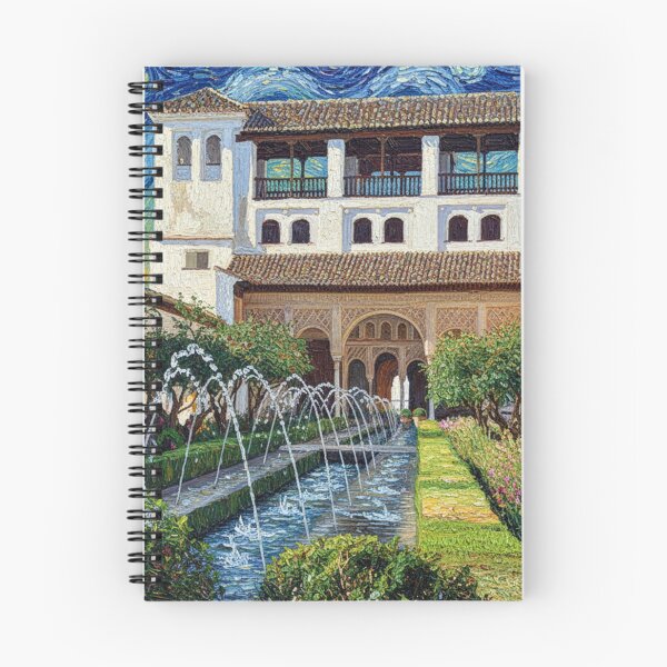Item preview, Courtyard of the Generalife Canal next to the Alhambra in the style of Van Gogh, in Granada designed and sold by KukiLdeGuevara.