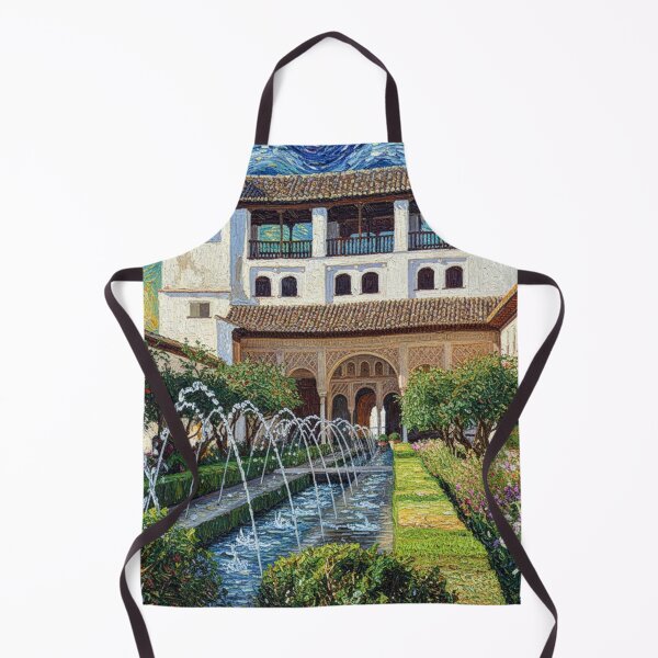 Item preview, Courtyard of the Generalife Canal next to the Alhambra in the style of Van Gogh, in Granada designed and sold by KukiLdeGuevara.