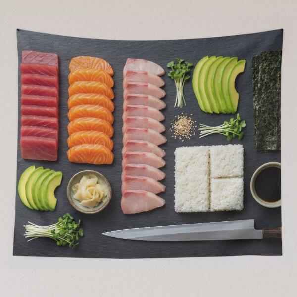 Item preview, Sushi Chef Knolling - Deconstructed Sashimi & Roll Ingredients designed and sold by SavinMercantile.