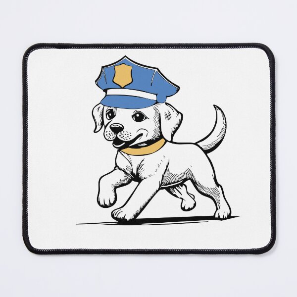 Item preview, Cute Police Puppy Line Art Illustration blue yellow designed and sold by FoxAutor.