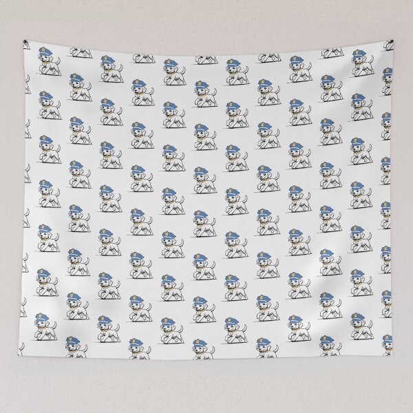 Item preview, Cute Police Puppy Line Art Illustration blue yellow designed and sold by FoxAutor.