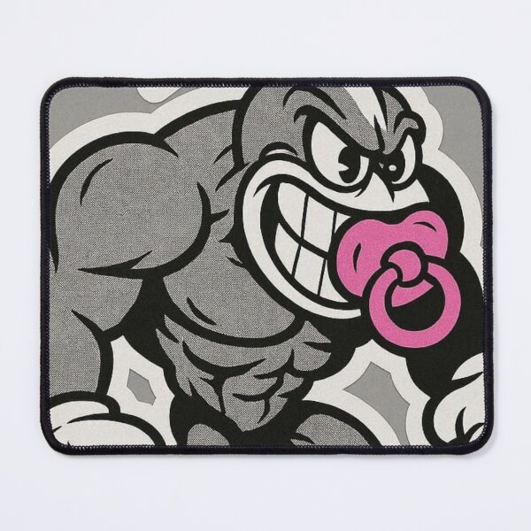 Item preview, “Pacifier Punch: Cartoon Muscle, Baby Mood & the Grayscale Growl of Nursery Mayhem” designed and sold by Print Fiction.