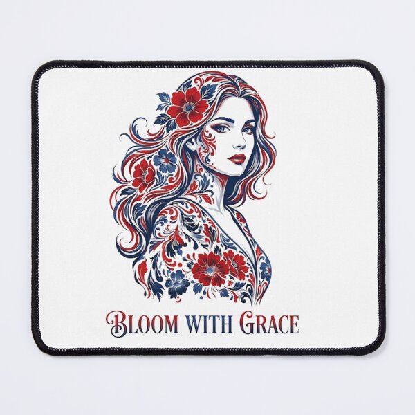 Item preview, Bloom With Grace: Floral Folk Art Portrait designed and sold by chunzartshop.