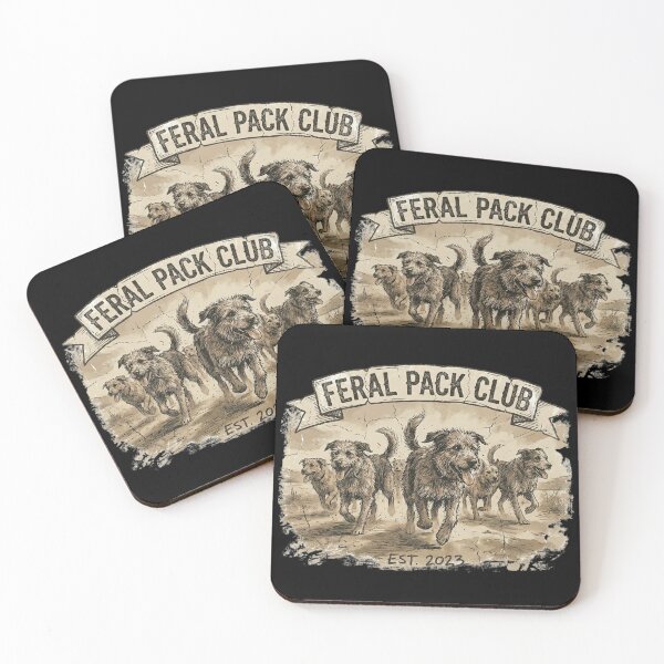Item preview, Feral Pack Club – Wild Dogs Vintage Illustration designed and sold by FluffinCool.