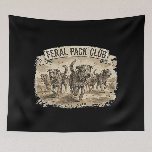 Item preview, Feral Pack Club – Wild Dogs Vintage Illustration designed and sold by FluffinCool.