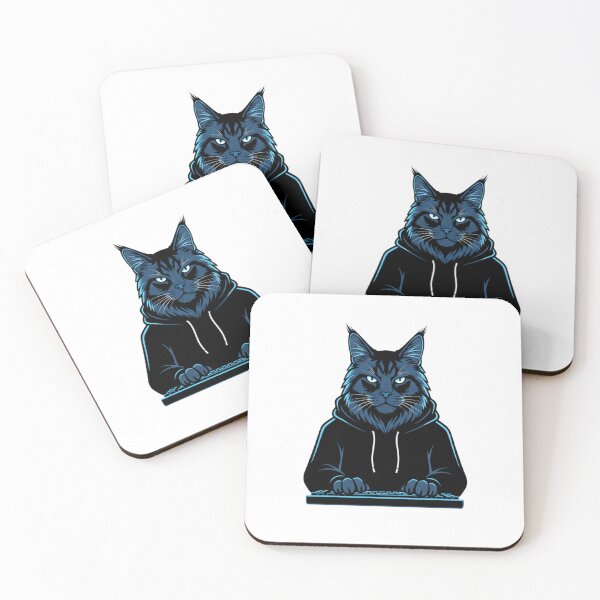 Item preview, Hacker Cat Coder - Deep Work Mode - Cyberpunk Maine Coon Developer designed and sold by TopMentality.