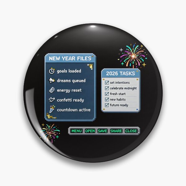 Item preview, New Year Pixel Interface Design with 2026 Tasks and Retro Celebration Files designed and sold by SplashTastic.