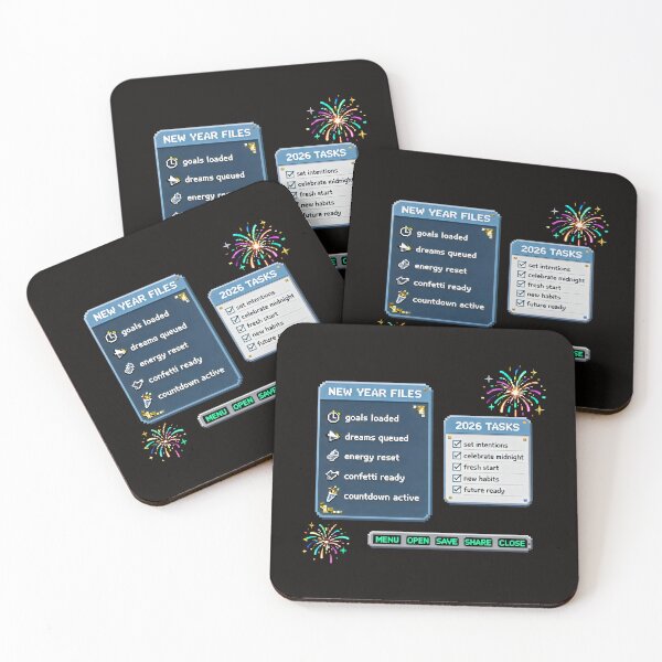 Item preview, New Year Pixel Interface Design with 2026 Tasks and Retro Celebration Files designed and sold by SplashTastic.