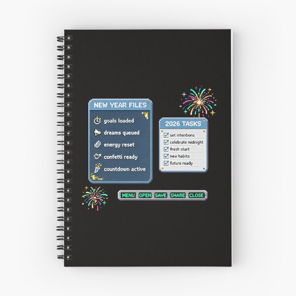 Item preview, New Year Pixel Interface Design with 2026 Tasks and Retro Celebration Files designed and sold by SplashTastic.