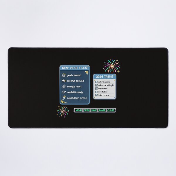 Item preview, New Year Pixel Interface Design with 2026 Tasks and Retro Celebration Files designed and sold by SplashTastic.