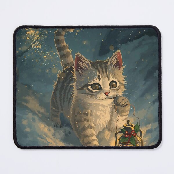 Item preview, Lantern-Carrying Cat – Cottagecore Christmas Night Joy designed and sold by Deezyned.