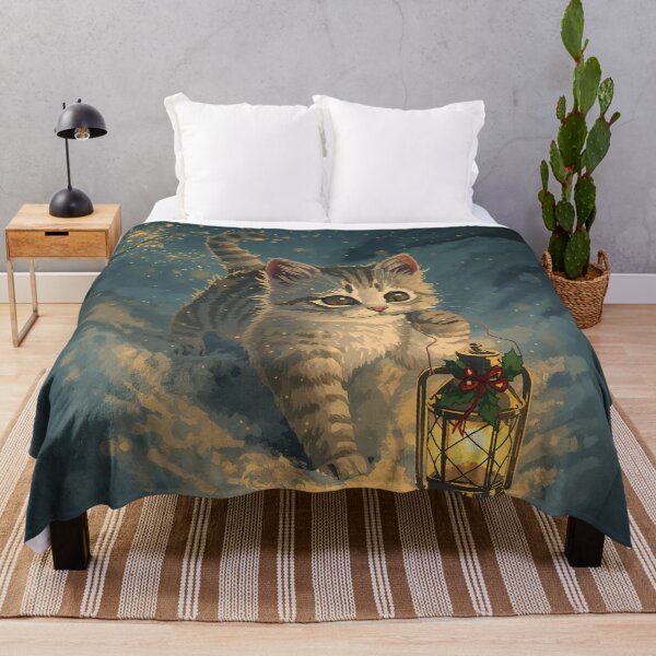 Item preview, Lantern-Carrying Cat – Cottagecore Christmas Night Joy designed and sold by Deezyned.