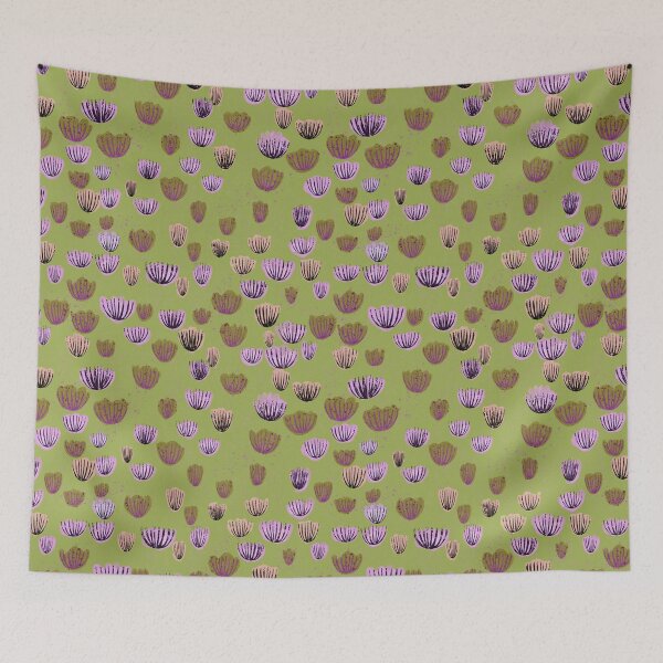 Item preview, Green ocean and coral beach inspired flower cottagecore print designed and sold by Sunflowerstudio1.