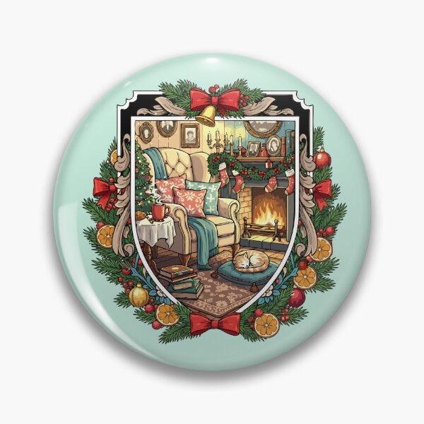 Item preview, Vintage Cozy Winter Evening - Christmas Hearth Room - Sleeping Cat  designed and sold by Plakartis.