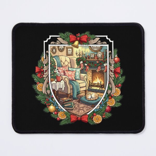 Item preview, Vintage Cozy Winter Evening - Christmas Hearth Room - Sleeping Cat designed and sold by Plakartis.
