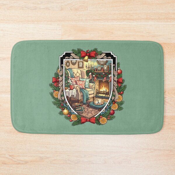 Item preview, Vintage Cozy Winter Evening - Christmas Hearth Room - Sleeping Cat  designed and sold by Plakartis.