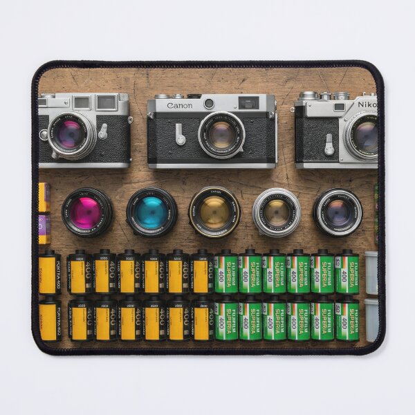 Item preview, Analog Photography Knolling - Vintage Cameras & Film Rolls designed and sold by SavinMercantile.