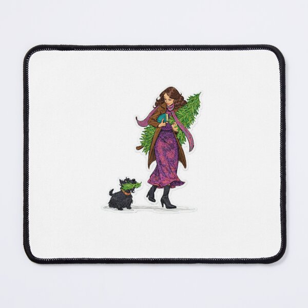 Item preview, Embroidered Winter Fashion Girl & Dog Sticker | Cozy Holiday Walk Illustration | Premium Thread Style designed and sold by Gurjeetpixelart.