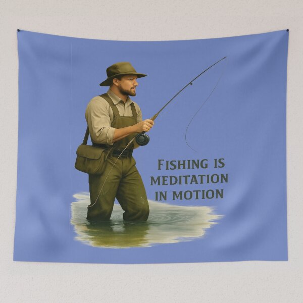 Item preview, Fly Fisherman in River — "Fishing Is Meditation in Motion" designed and sold by © Zenscape Studio 2025.