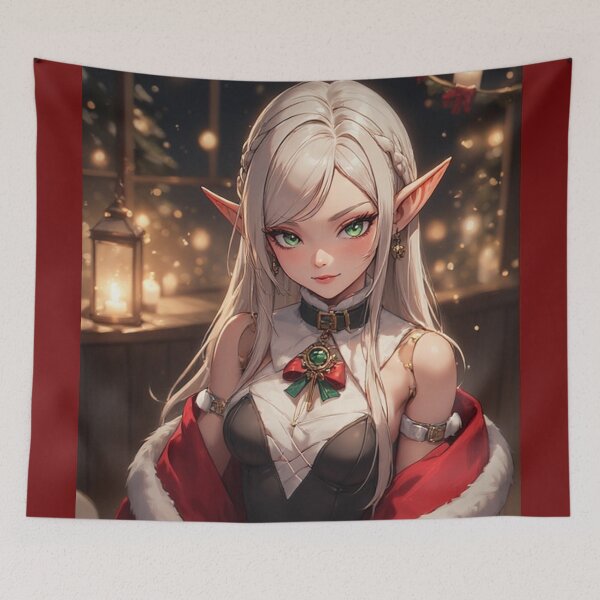 Item preview, Elegant anime elf girl at Christmas designed and sold by ArtsJulian.
