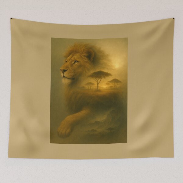 Item preview, Lion – Savanna Spirit Silent Titans Landscape Wildlife Art designed and sold by GeoWild Designs.