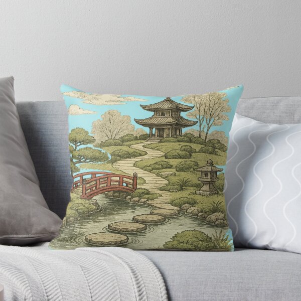 Artikelvorschau, Ruhige japanische Gartentintenillustration entworfen und verkauft von © Zenscape Studio 2025.
