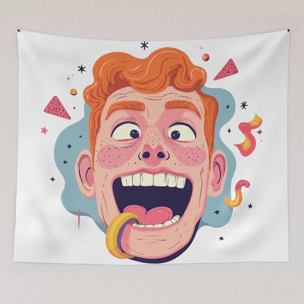 Item preview, Candy Chaos: Freckled Frenzy Meets Rainbow Tongue designed and sold by ForeverPrintsOK.