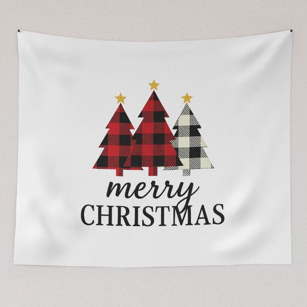 Item preview, Vintage Cozy Merry Christmas Plaid Tree Seasonal  Holiday Winter Art designed and sold by Stor04u.