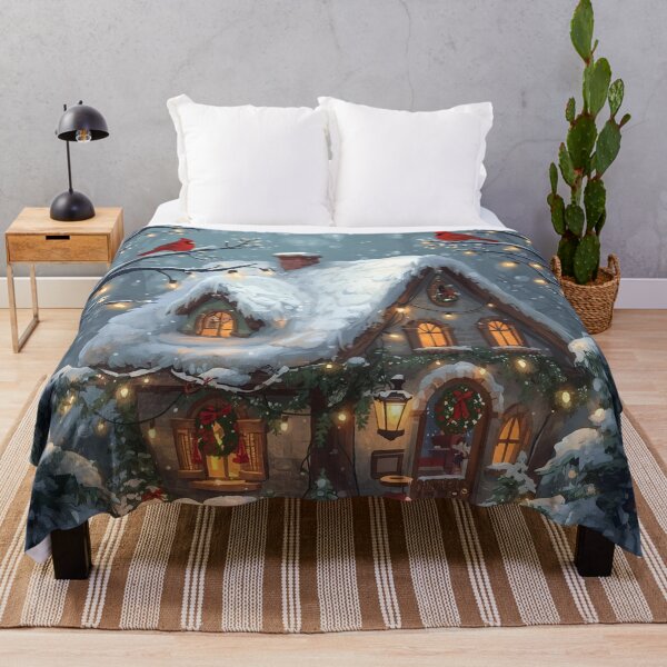 Item preview, Twinkling Cottage – Vibrant Christmas Night Scene designed and sold by Deezyned.