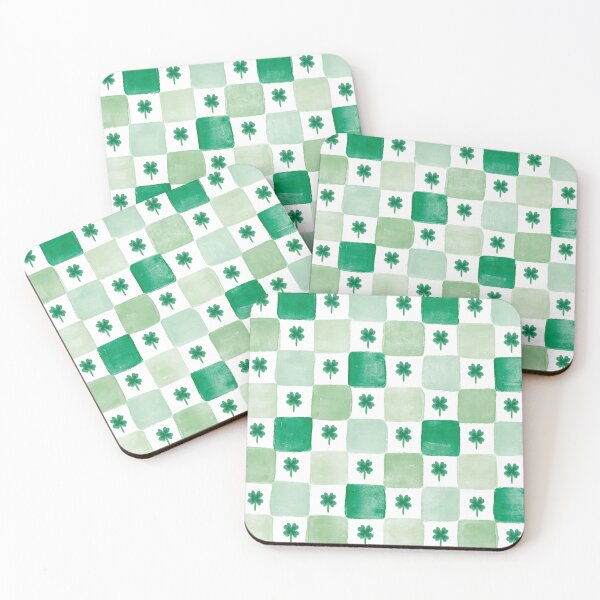 Item preview, Watercolor Checkered St. Patrick Day green clover designed and sold by DafneDStudio.