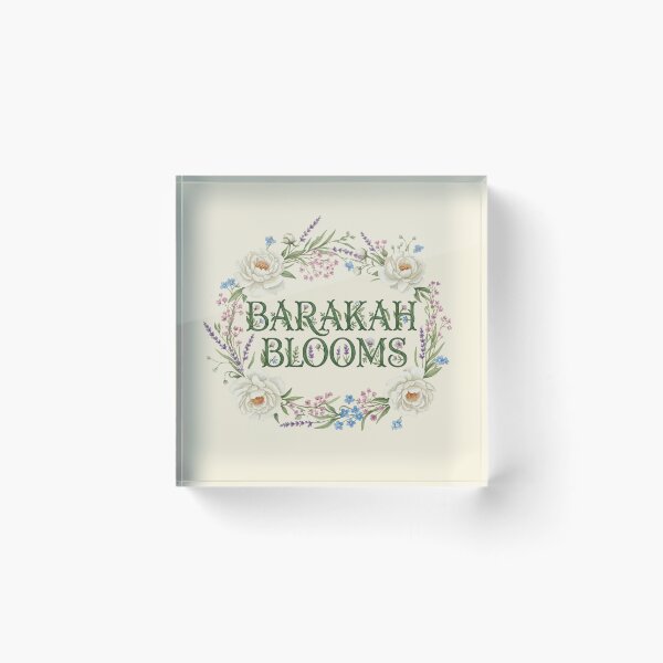 Item preview, Barakah Blooms - Floral Wreath Botanical Blessings Typography Art designed and sold by D-Islamic.
