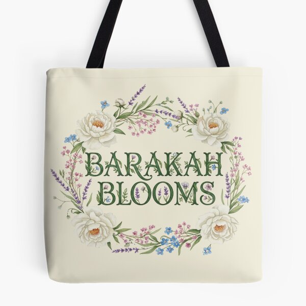 Item preview, Barakah Blooms - Floral Wreath Botanical Blessings Typography Art designed and sold by D-Islamic.
