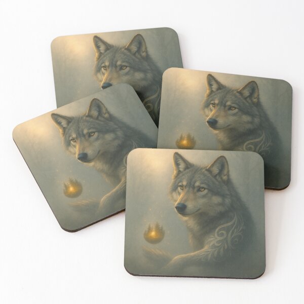 Item preview, Wolf – Golden Ember Guardian Mystic Forest Light Wildlife Art designed and sold by GeoWild Designs.