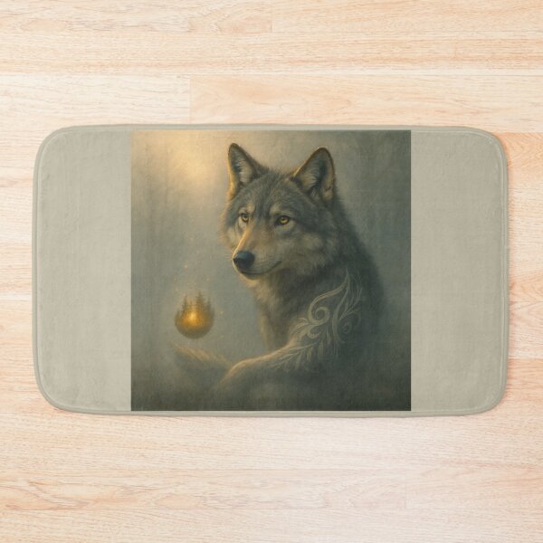 Item preview, Wolf – Golden Ember Guardian Mystic Forest Light Wildlife Art designed and sold by GeoWild Designs.
