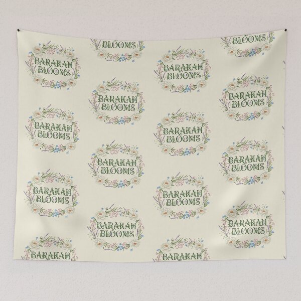 Item preview, Barakah Blooms - Floral Wreath Botanical Blessings Typography Art designed and sold by D-Islamic.