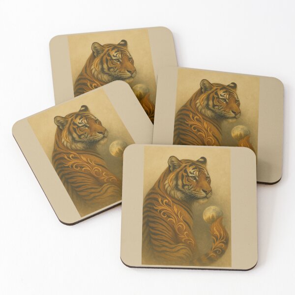 Item preview, Tiger – Moonlit Ember Floral Spirit Wildlife Art designed and sold by GeoWild Designs.