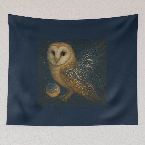 Item preview, Barn Owl – Starlit Whisper Celestial Moon Sphere Wildlife Art designed and sold by GeoWild Designs.