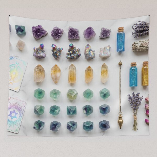 Item preview, Witchy Crystal Collection - Sage, Potions & Tarot Knolling designed and sold by SavinMercantile.