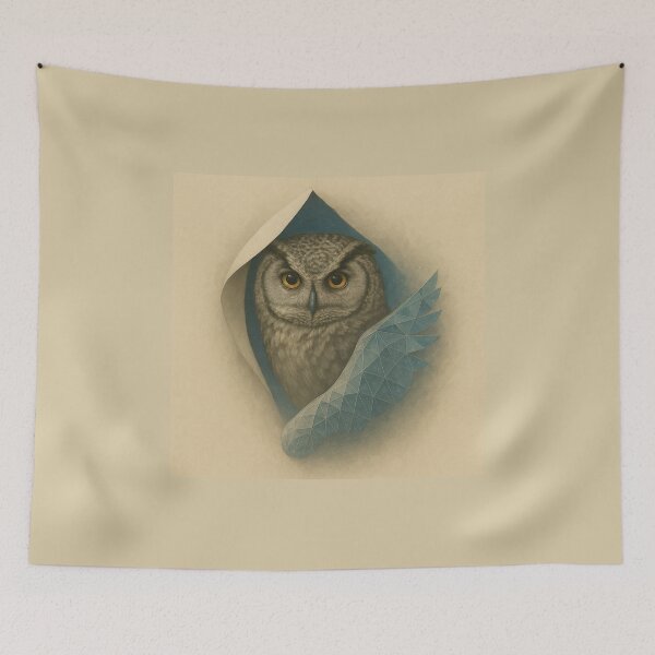 Item preview, Owl – Wisdom Through the Veil Geometric Ice Wing Wildlife Art designed and sold by GeoWild Designs.
