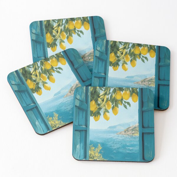Item preview, Mediterranean Window View Printable Art – Coastal Lemon Tree Wall Decor designed and sold by TheNameCraftery.