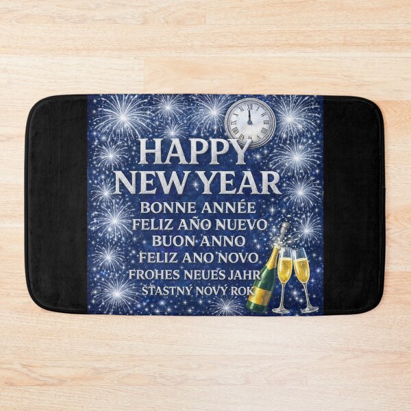 Item preview, Happy New Year Around the World – Bright Metallic Multilingual New Year's Eve Design Design designed and sold by Sybille-Yates.