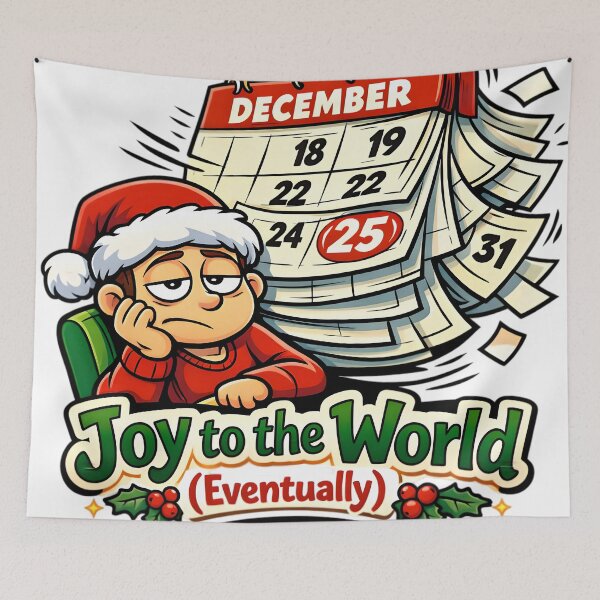 Item preview, Joy to the World (Eventually) – Funny Christmas Burnout Cartoon designed and sold by gavinroyal.