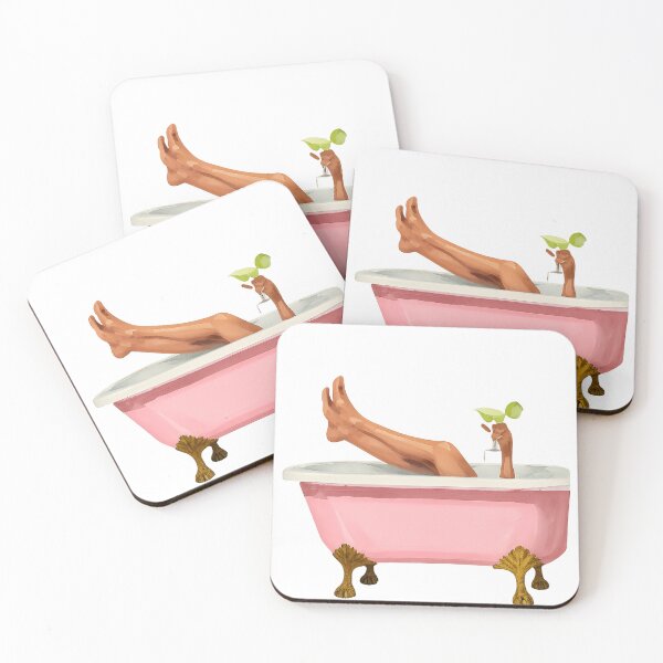 Item preview, Pink Clawfoot Bathtub Art Print – Glam Self Care Wall Decor designed and sold by TheNameCraftery.